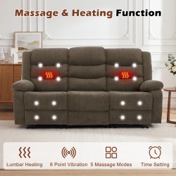 Personal Care Massage Chair, Three-Seater Sofa with Massage And Heating Function, Multi-Person Sofa with Manual Adjustment Back, with USB And Type-C Interface, Built-In Cup Holder And Side Bag, Suitable for Living Room, Home Theater, Premium Fabric
