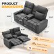 Recliner with Massage And Heating Functions, Manually Adjustable Chair, Two-Seater Sofa, Hidden Storage Space, Equipped with Cup Holders And USB Charging, with a Power Socket, Faux Leather, Suitable for Living Room And Home Theater, Living Room Sofa