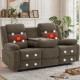 Dark Gray Faux Cashmere 3 Seater Recliner Sofa With Massage And Heating Function, Manual Reclining Couch With Cup Holders And Side Storage Pocket For Living Room Home Theater