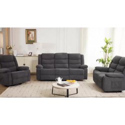 Dark Gray Faux Cashmere 3 Seater Recliner Sofa With Massage And Heating Function, Manual Reclining Couch With Cup Holders And Side Storage Pocket For Living Room Home Theater