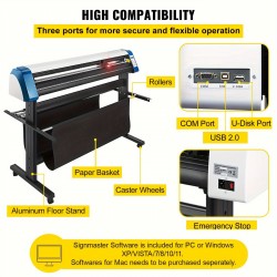 Vinyl Cutter 53 Inch Vinyl Cutter Machine Semi-Automatic DIY Vinyl Printer Cutter Machine Manual Positioning Sign Cutting With Floor Stand Signmaster Software