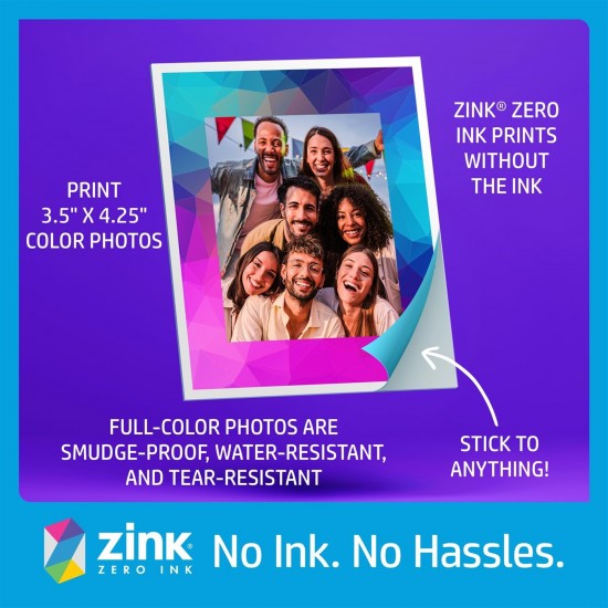 HP Sprocket Photobooth 3x4 Photo Printer Bundle with Zink Paper (100 Sheets) & Carrying Case