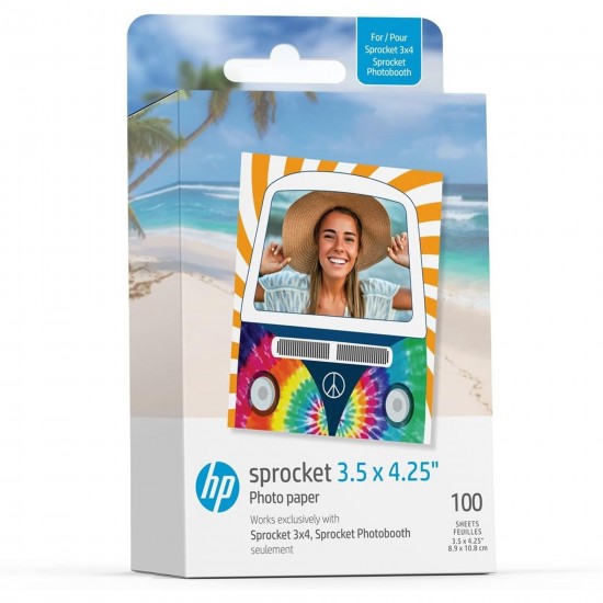 HP Sprocket Photobooth 3x4 Photo Printer Bundle with Zink Paper (100 Sheets) & Carrying Case