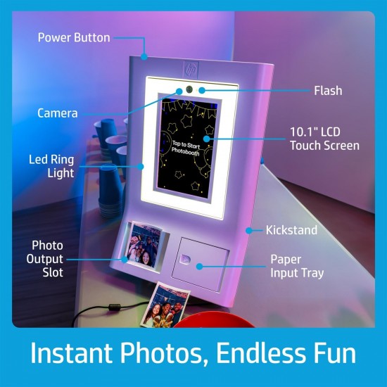HP Sprocket Photobooth 3x4 Photo Printer Bundle with Zink Paper (100 Sheets) & Carrying Case