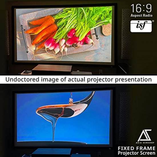 100-inch Fixed Frame Projector Screen Compatible for 4K/8K Ultra HD & 3D, Panel Wall-Mounted Indoor Projection Screen Suitable for Home Theater Cinema, CINEWHITE UHD-B, for Use with Projectors