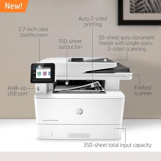 LaserJet Pro M428fdn Multifunction Black and white Printer, Copier, Scanner, Fax; Built-in Ethernet & 2-Sided Printing